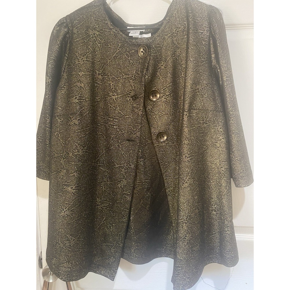 NWT-The Travel Collection 2X Black Gold Metallic 2PC Jacket and Tank Set